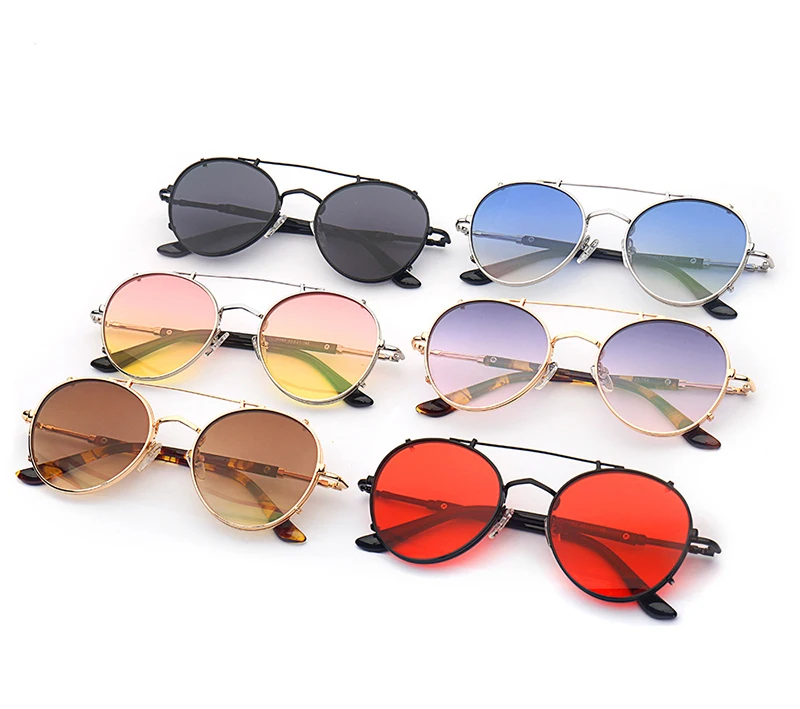 JackJad Fashion SteamPunk Style Clip On Round Gradient Sunglasses Vintage Lens Removable Brand Design Sun Glasses Oculos De Sol