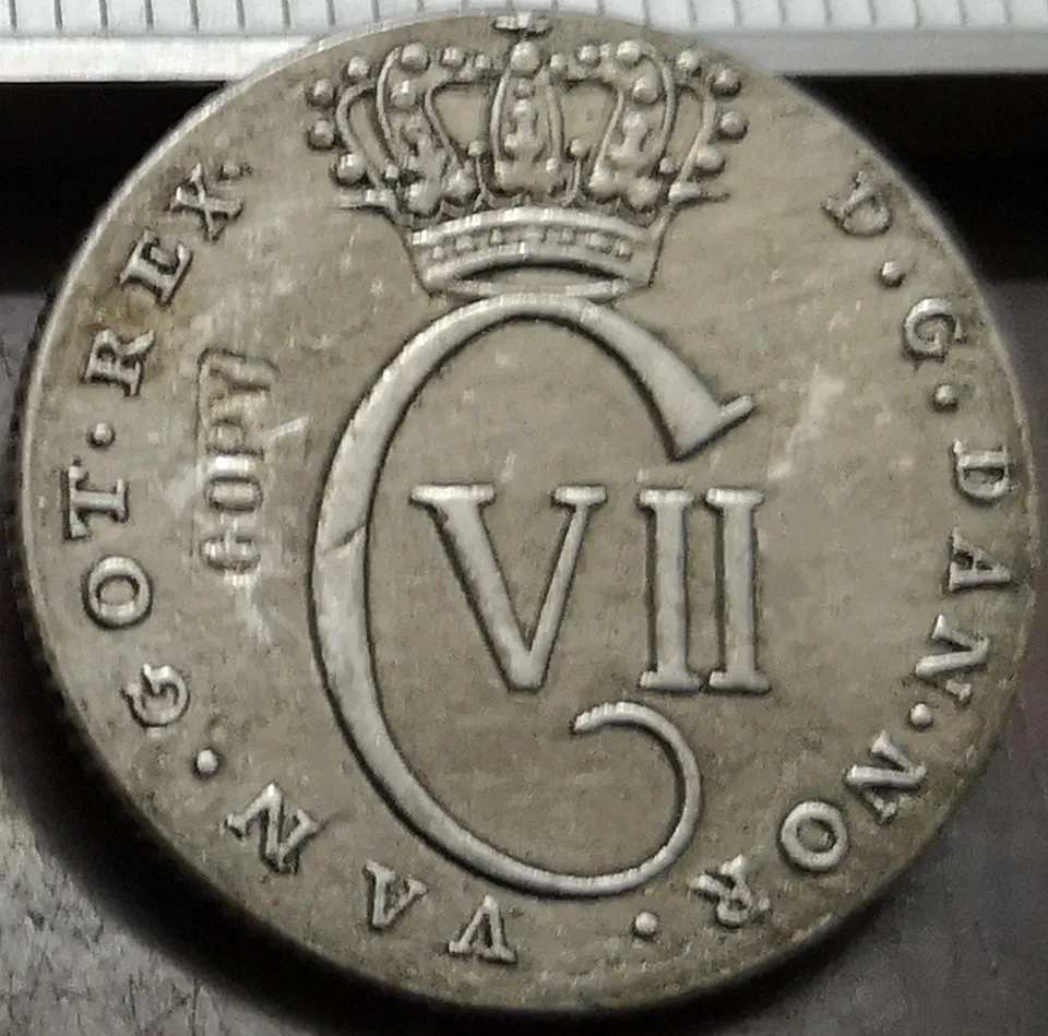 1767 Датская Западная Индия 12 роликов Кристиан VII Посеребренная копия
