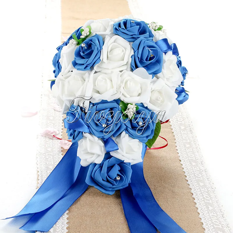 Романтика Букеты свадебные розы Каплевидная форма шелковые цветы ручной работы