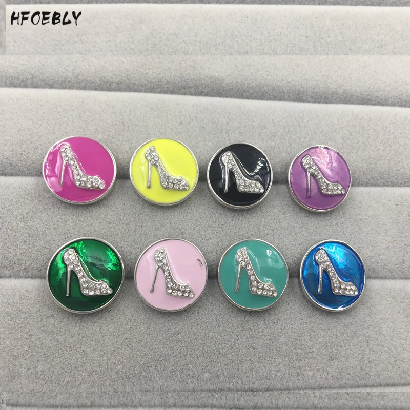 12Pcs/lot Snap Crystal 5colour High heels Button Bracelet Bangles Fit DIY 18mm Buttons Charm Bracelets Jewelry | Украшения и
