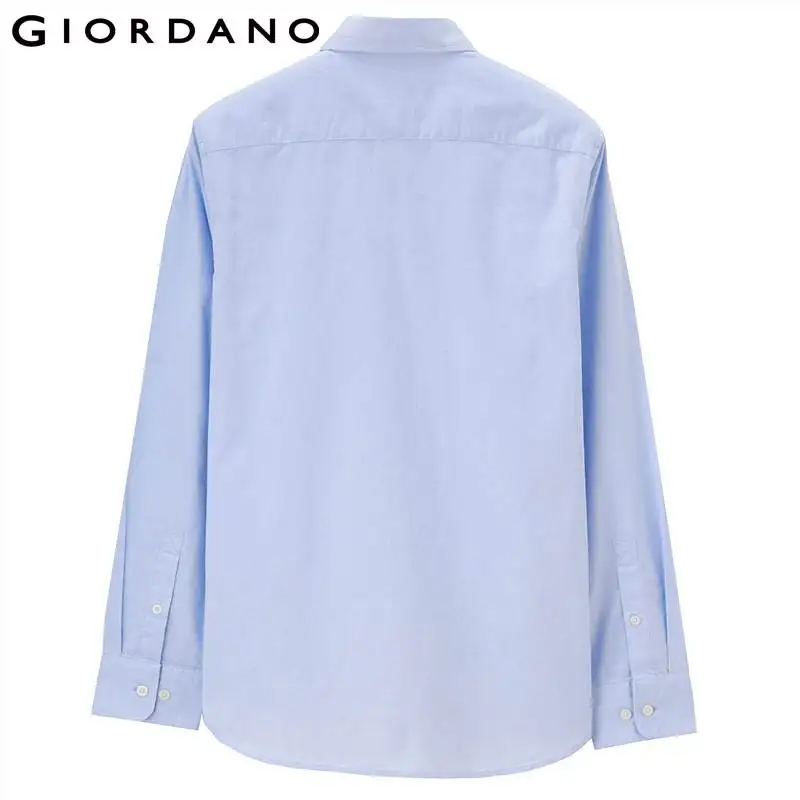 Giordano Мужская рубашка Оксфорд тонкие хлопковые рубашки Camisa Masculina с одним карманом