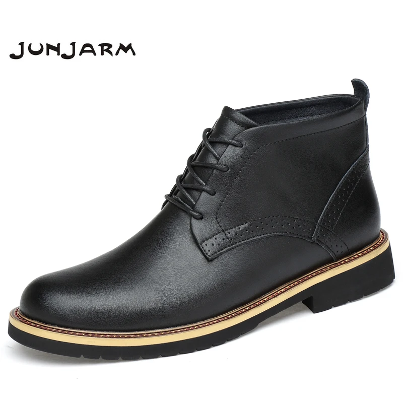 JUNJARM/2019 г. мужские ботильоны из натуральной кожи ручной работы ботинки черная