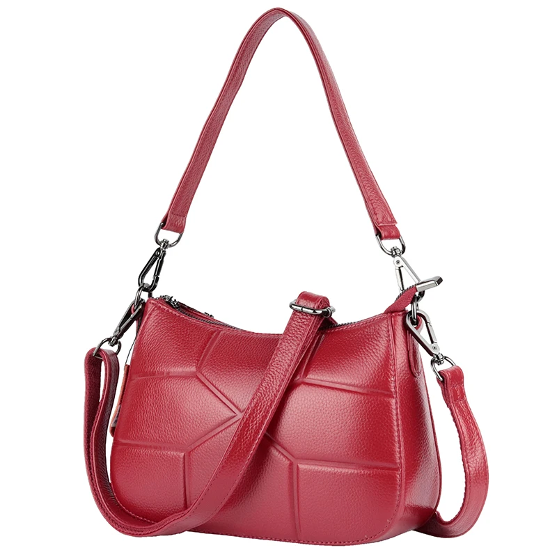 woman red bag fashion genuine leather lady casual black grey solid colour shoulder women crossbody vintage work bags small | Багаж и сумки