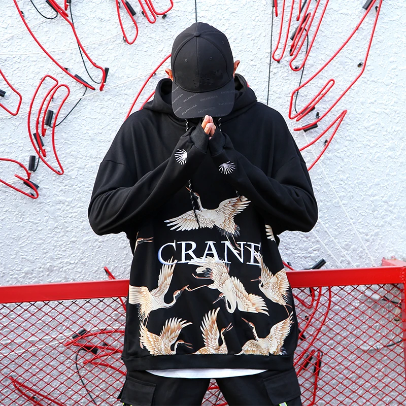 Japanese Street Cotton Oversize Letters Embroidery Sweatshirts Hip-hop Style Swag Tyga Hoodie Autumn Winter Hoodies US Size S-XL |