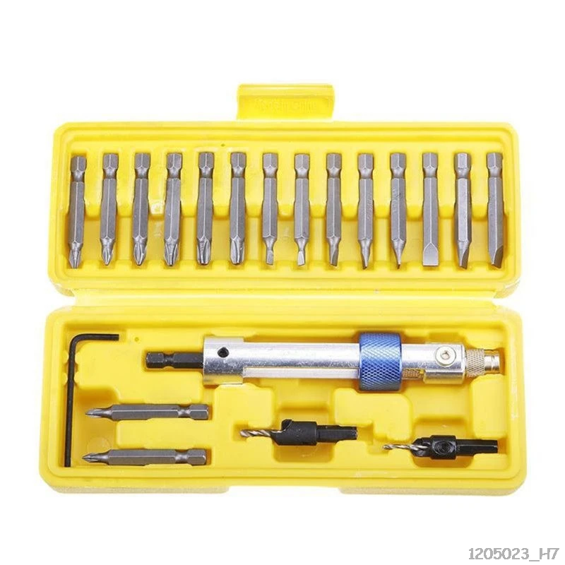 

20pcs HSS Countersink Drill Bit Driver Swivel Head Quick-Change Screw Tool Set
