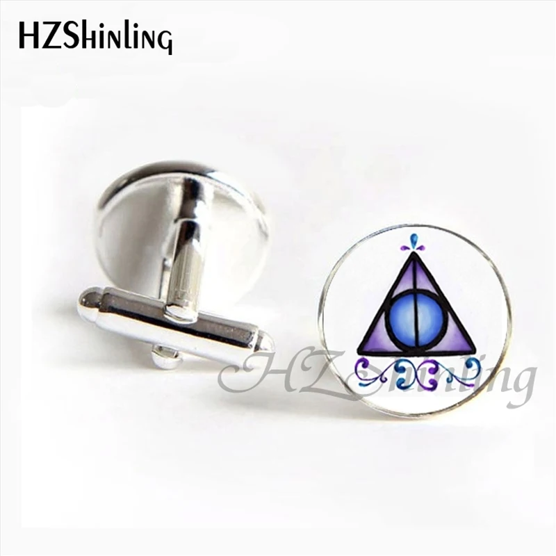 6 HZShinling новые модные запонки Deathly Hallows ручной работы H P запонки "пленка для фотоаппарата" Символ Deathly Hallows для мужчин рубашка манжета - Окраска металла: 6