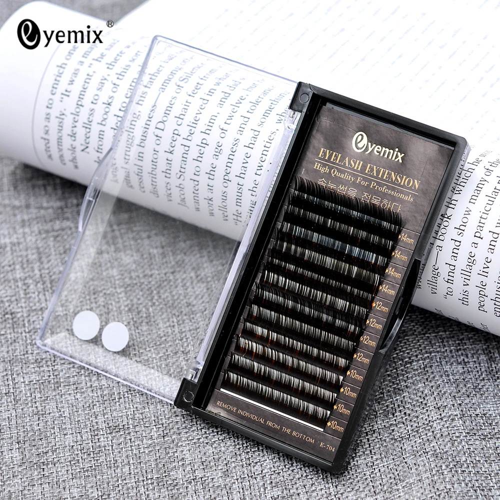 Eyemix C Curl Synthetic lash individual eyelashes extension fake false 12 lines a tray Brown Blue lashes | Красота и здоровье