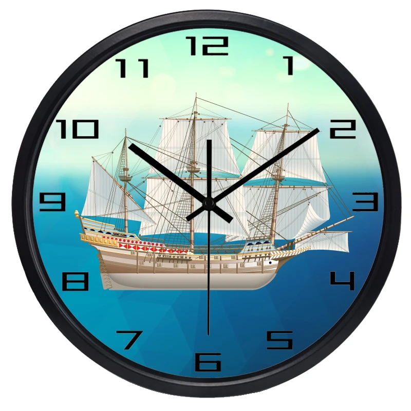 Средиземноморская парусная лодка на стену часы для гостиной кабинета | Дом и сад