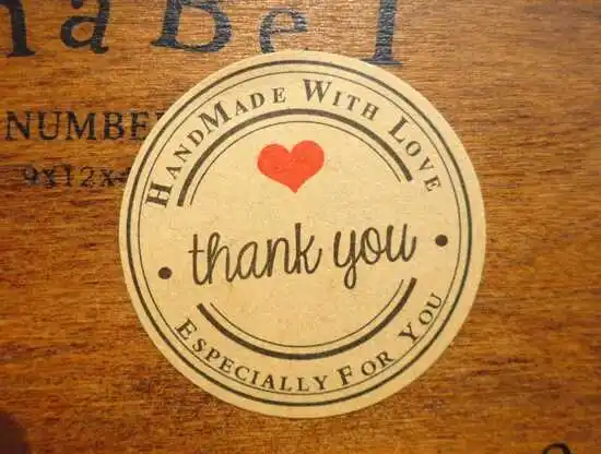 100 шт Ручная работа wtih Love Heart Thank you круглые бумажные этикетки для скрапбукинга, 5 дизайнов DIY Подарочные наклейки - Цвет: Red heart