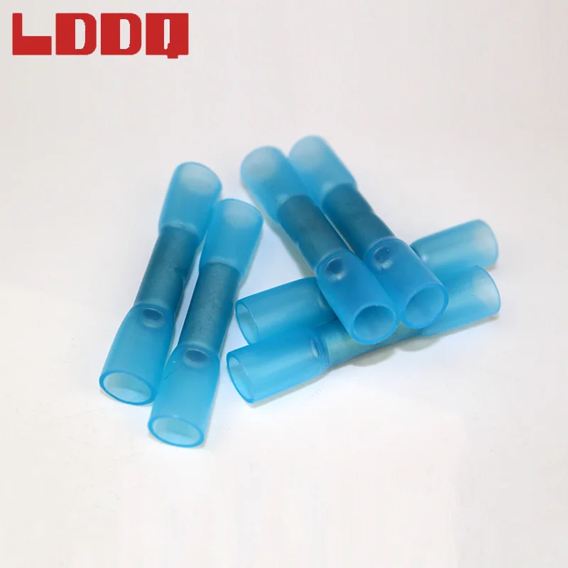 

100pcs Blue Heat Shrink Butt 16-14 AWG Nylon Insulated Butt Splice Connectors BHT2 Crimp Terminals Electrical Wire Connector