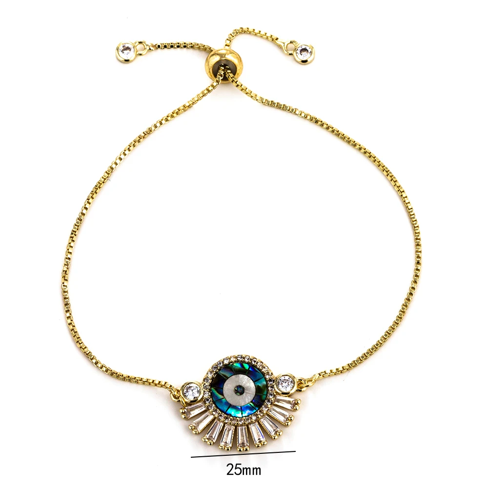 Evil Eye Micro Pave Shell Charms Bracelets For Women Men Zircon Copper Bracelet Jewelry Adjustable Gifts EY5311 | Украшения и