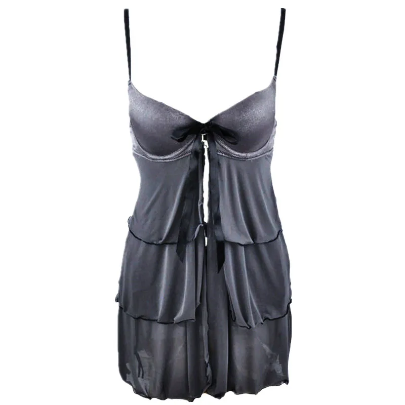 Layered Nightgown Female Sleepwear Sexy Summer Dress Ribbons Bowknots Slim Women's Lingerie Small Size NG001 | Женская одежда