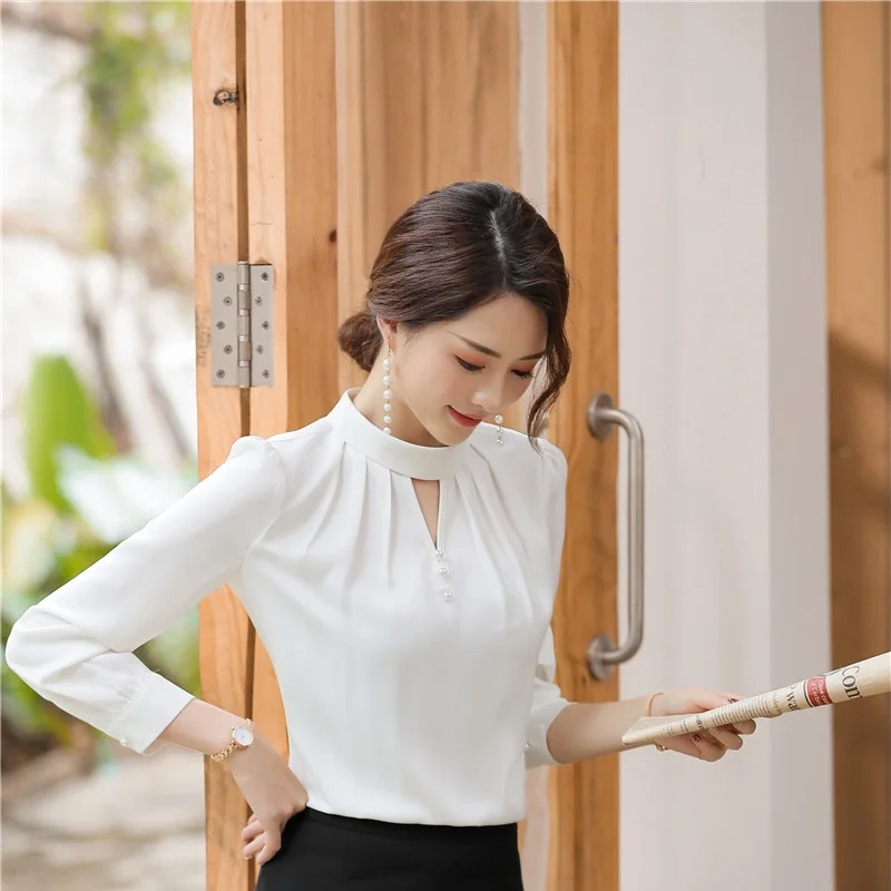 Блузки и рубашки с длинным рукавом весна-лето 2019 деловая женская блузка женские