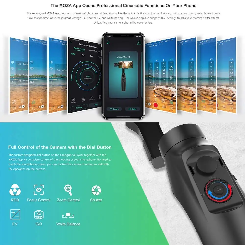 MOZA MINI MI 3-Axis Gimbal стабилизатор для смартфона iPhone X 8 7 6 Plus samsung S9/S9+ S8 беспроводной телефон зарядки в режиме создания
