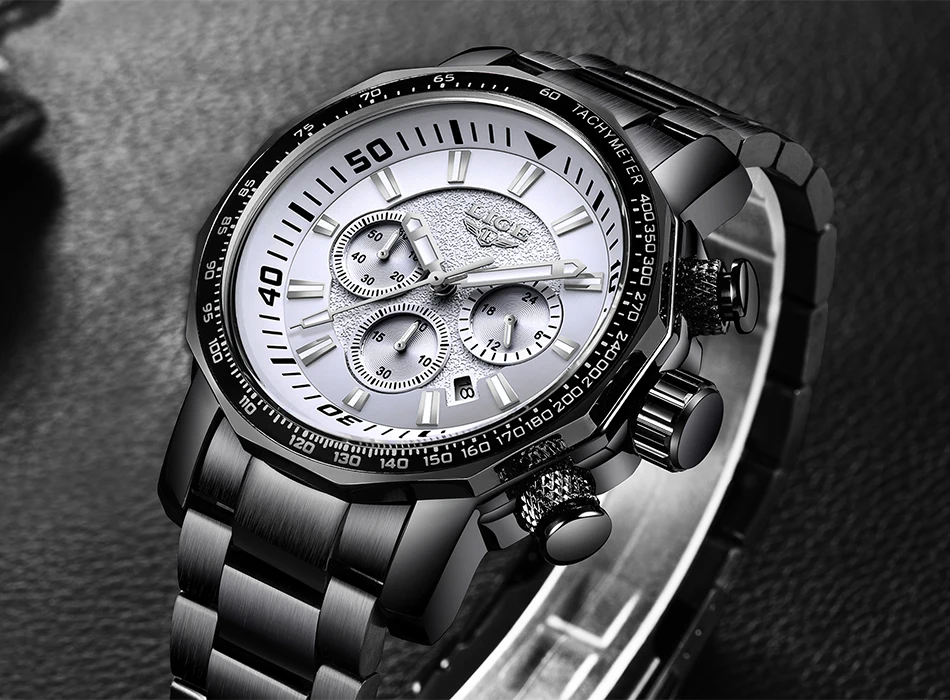 Relojes Hombre LIGE, мужские часы, Лидирующий бренд, Роскошные, 24 часа, дата, деловые кварцевые часы, мужские полностью стальные, большой циферблат, водонепроницаемые часы