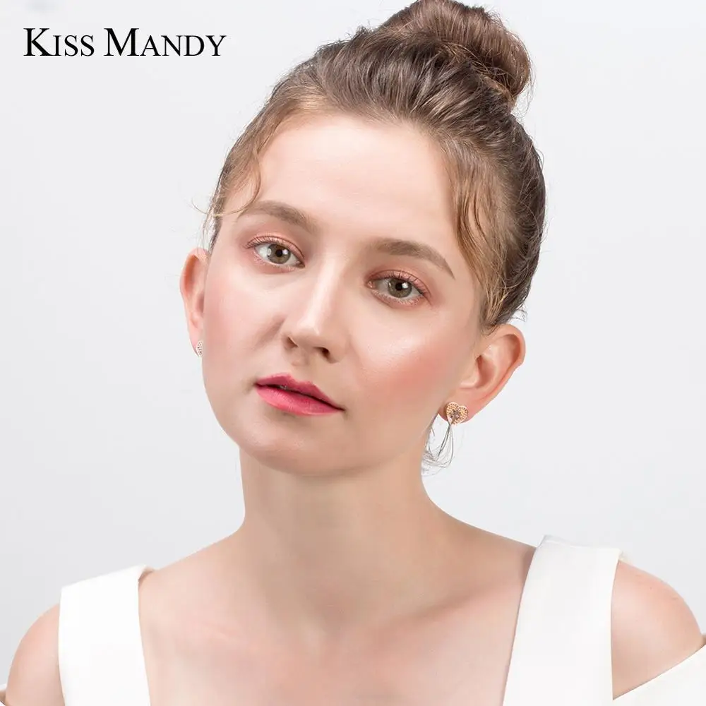 Женские маленькие серьги гвоздики в форме сердца Kiss Mandy оранжевые Простые