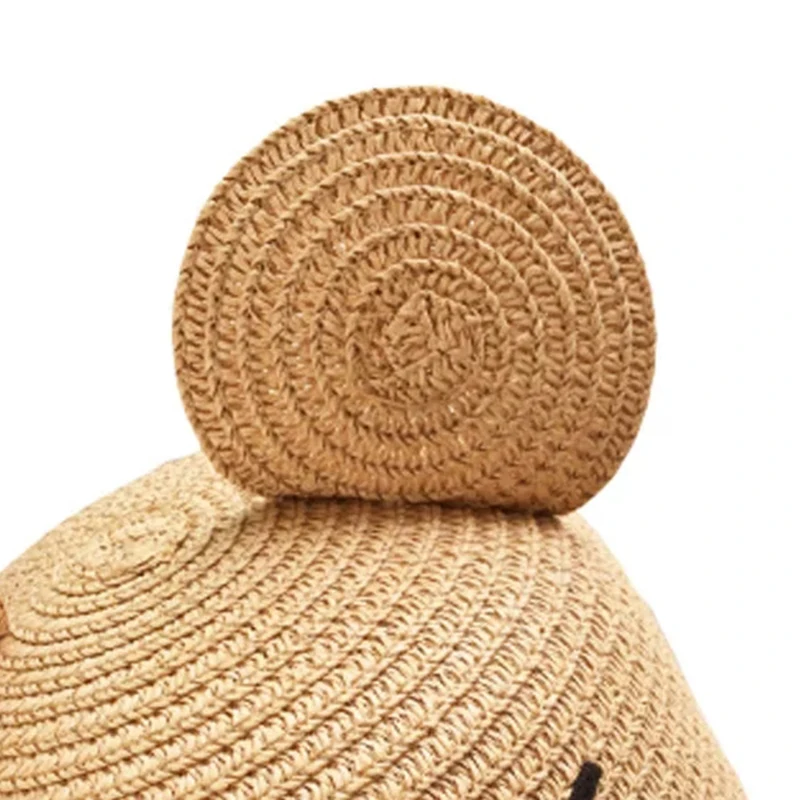 new Summer big ears baby cats hat cute children sunscreen shade sun hat Bucket cap Cartoon image straw hat girl Breathable