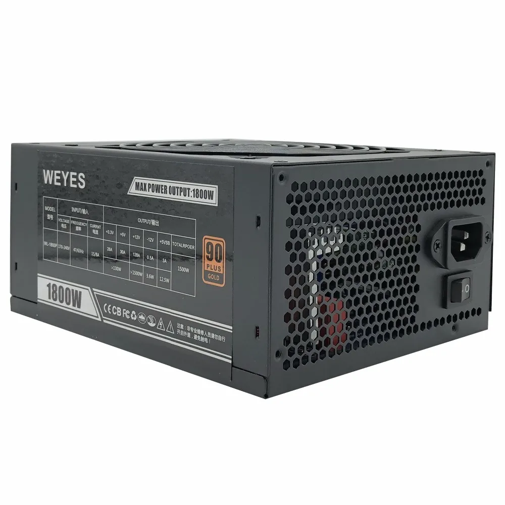 1800 Вт ПК блок питания ATX Miner блок питания для ATX шахтерской машины Поддержка 6 шт. видеокарты GPU Miner Antminer