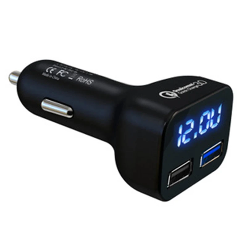 Быстрое зарядное устройство с двумя usb-портами для быстрой зарядки 3,0 Автомобильное зарядное устройство Smart с светодиодный дисплеем универсальное автомобильное зарядное устройство для мобильного телефона планшета и т. Д
