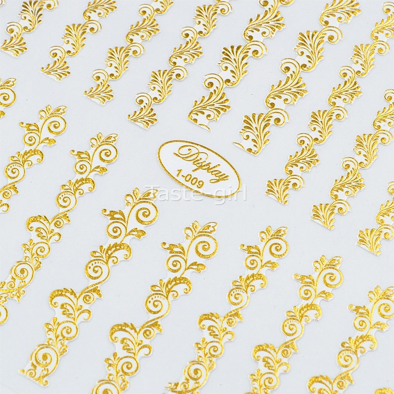 Высокое качество 3d Золотые (белые) наклейки для дизайна ногтей горячего тиснения