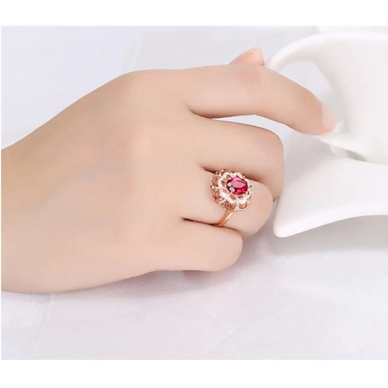 Женское кольцо с кристаллами Everoyal ювелирное украшение в виде цветка розового