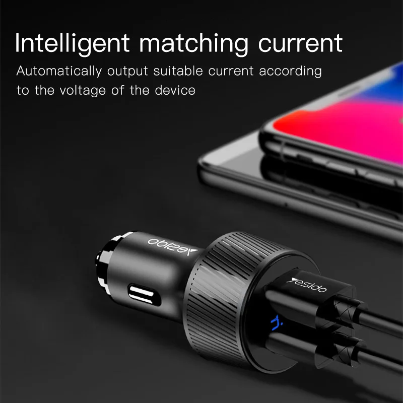 Yesido Y31 3.4A двойной Переходник USB для зарядки в машине цифровой дисплей быстрое зарядное устройство для телефона планшета напряжение тока монитор автомобильное зарядное устройство