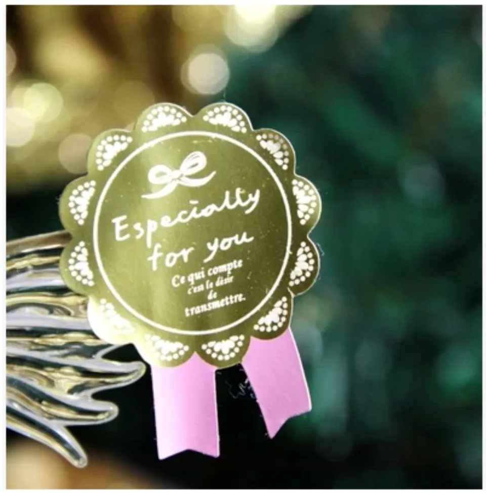 90Pcs/Lot New Golden Pink Badge Especially For You Handmade Cake Packaging Sealing Label Kraft Sticker Baking DIY Gift Stickers | Дом и сад