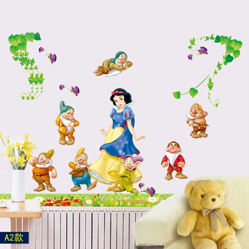DIY Белоснежка мультфильм стикер 60x90 см Съемный ПВХ принцесса спальня Фреска Декор Детская комната фон обои наклейка