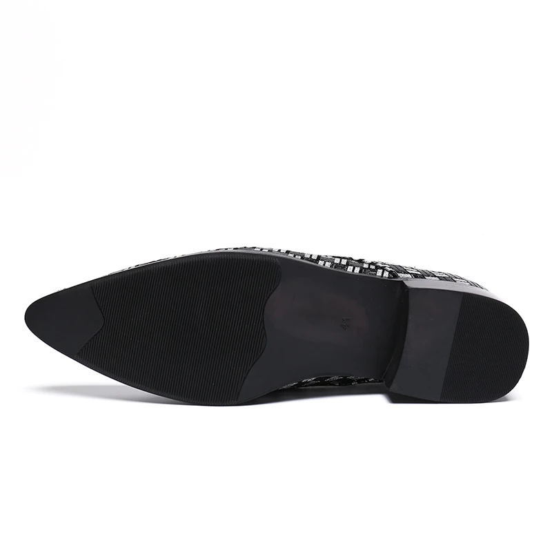 

Christia Bella Genuine Leather Men's Geometric Business Shoes Fashion Large Size Pointed Toe Formal Party Slip on Men Shoes