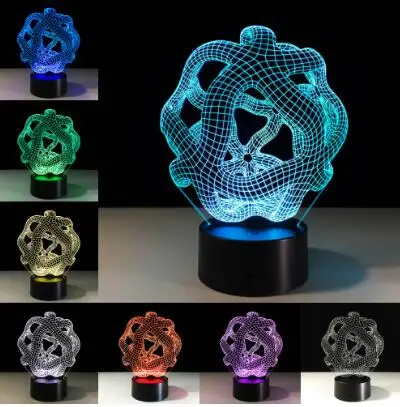 Abstract 11 Абстрактный акриловый светодиодный 3D светильник ночник лампа с сенсорным выключателем светодиодный USB свет 7 цветов Изменение украшение свет для детей - Испускаемый цвет: Abstract 11