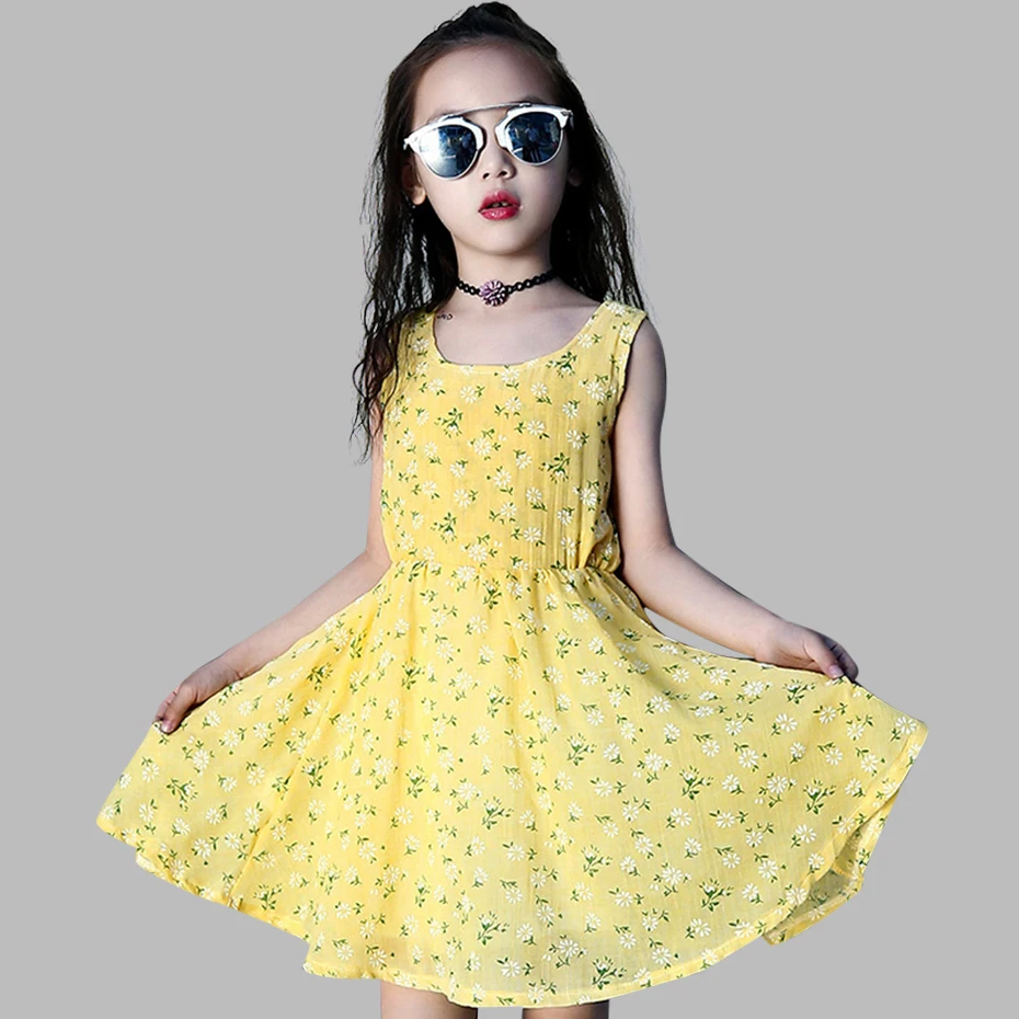 2019 new girl summer dress floral print children's clothing teen princess 6 8 10 12 14 years | Детская одежда и обувь