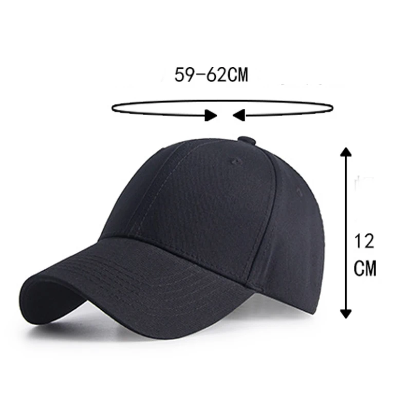 Solid Large Size Design Baseball Cap Adjustable Men Women Balck/White Cotton Hat With Big Head Circumference 59-62cm | Аксессуары для