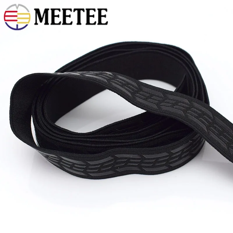 Meetee 2/5/10M 25 мм силиконовым противоскользящим покрытием черный Эластичная лента Спортивная пояс эластичная тесьма DIY открытый Костюмы швейная Материал
