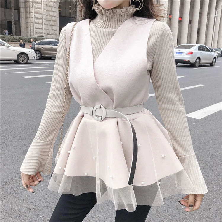 Модный бренд хипстерская Женская одежда базовый вязаный свитер и жилет