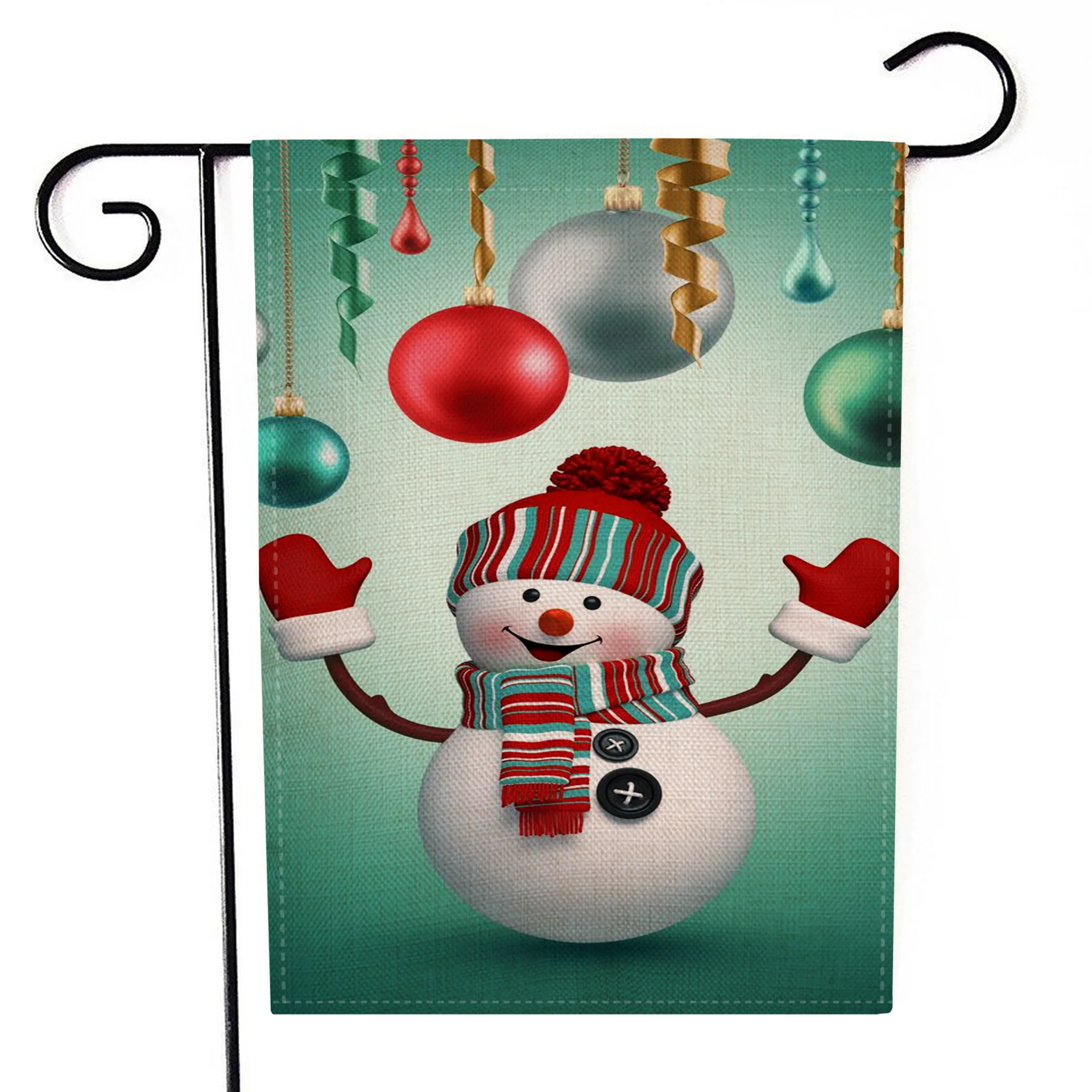 Веселый Рождественский флаг сада декорированном мешковиной горшке деревенский