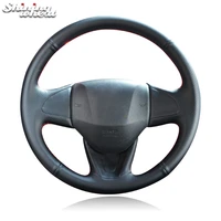 bannis black genuine leather car steering wheel cover for honda fit 2014 vezel 2015 2017
