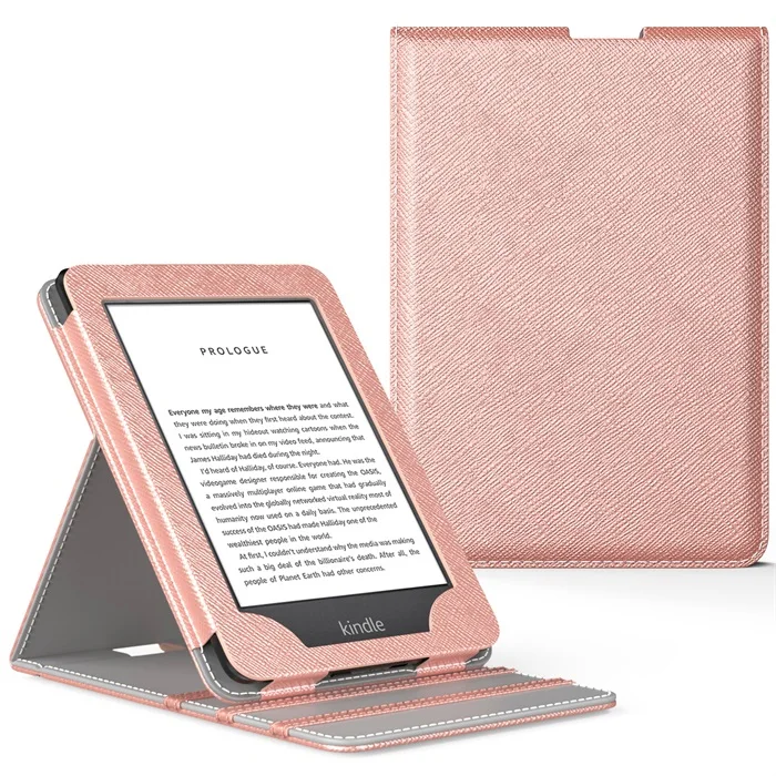 Rose Gold Чехол для нового Kindle(10-го поколения,)/Kindle(8-го поколения,), вертикальный откидной Чехол премиум класса с функцией автоматического пробуждения/сна - Color: Rose Gold