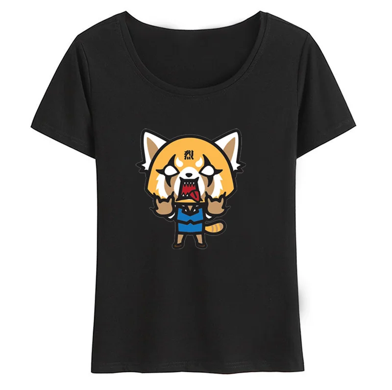 Летняя Новинка забавная футболка Aggretsuko женская модная для девочек с рисунком