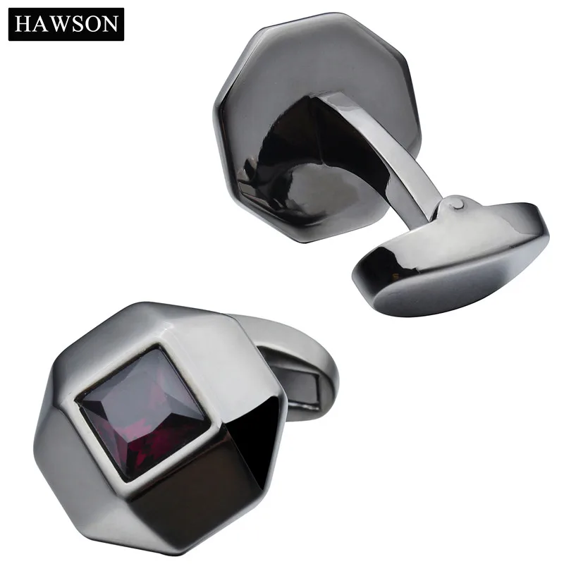 Hawson Octagon запонки с красочными Кристалл Best подарок мужу роскошные бренды |