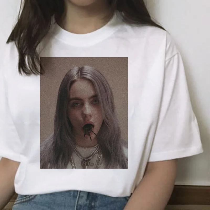 7228 Billie eilish Футболка женская хип-хоп топы Новая забавная модная футболка harajuku ulzzang 90s гранж уличная футболка Повседневная Женская - Цвет: 7228