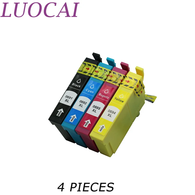

4X LuoCai Ink Cartridge Compatible T0691 T0692 T0693 T0694 For Epson Workforce 310 315 500 600 610 615 1100 30 40 Printer