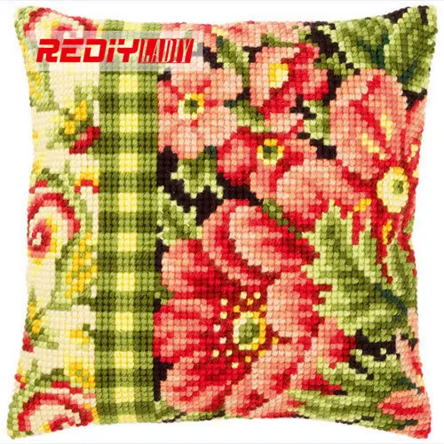 REDIY Вышивка крестом чехол для подушки Маки Цветы декоративный чехол для подушки пряжа Набор подушек для вышивки крестом домашний декор подушки - Цвет: CX0431