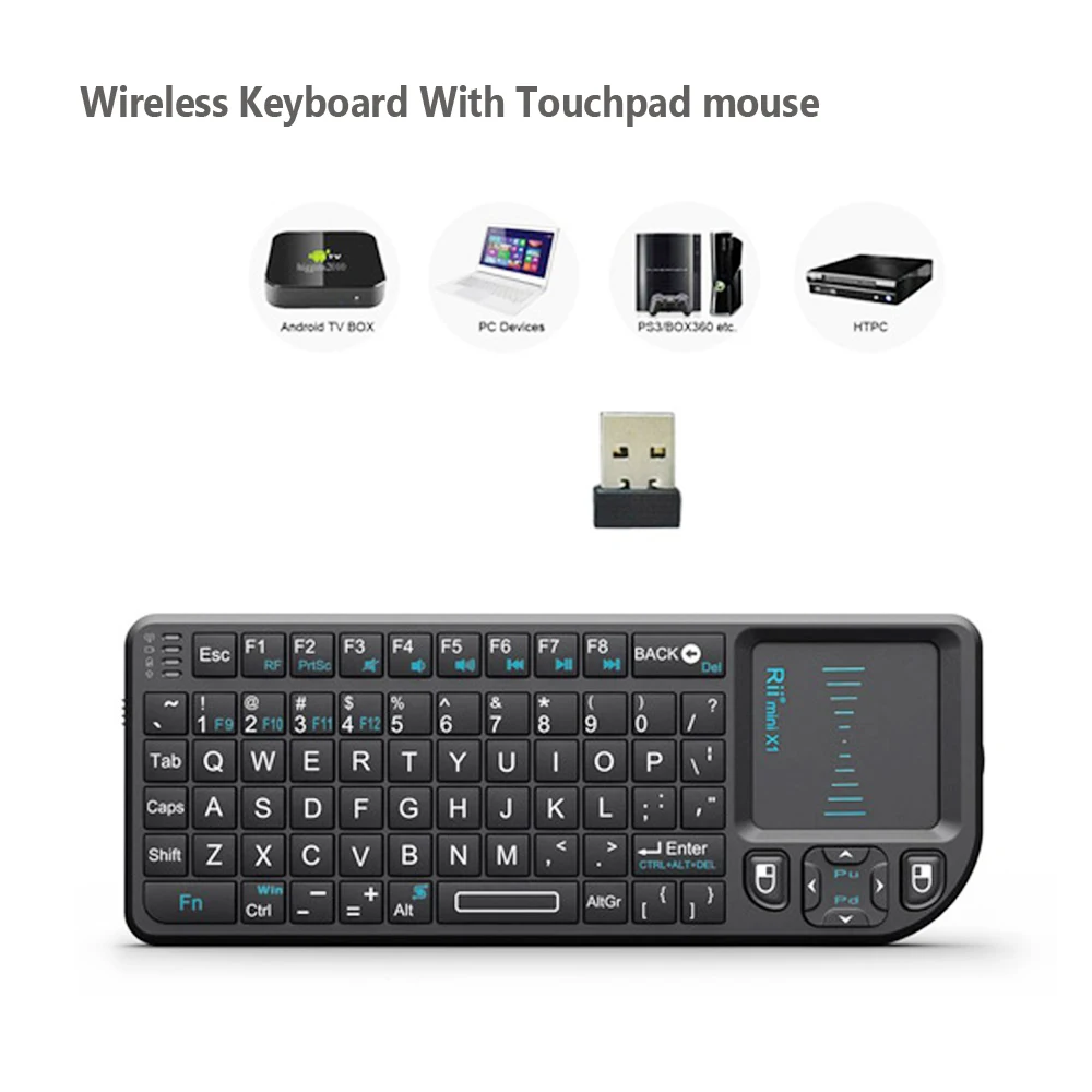 

New Original Rii X1 2.4GHz Mini Wireless Keyboard English/RU/ES/FR Keyboards with TouchPad for Android TV Box/PC/Laptop