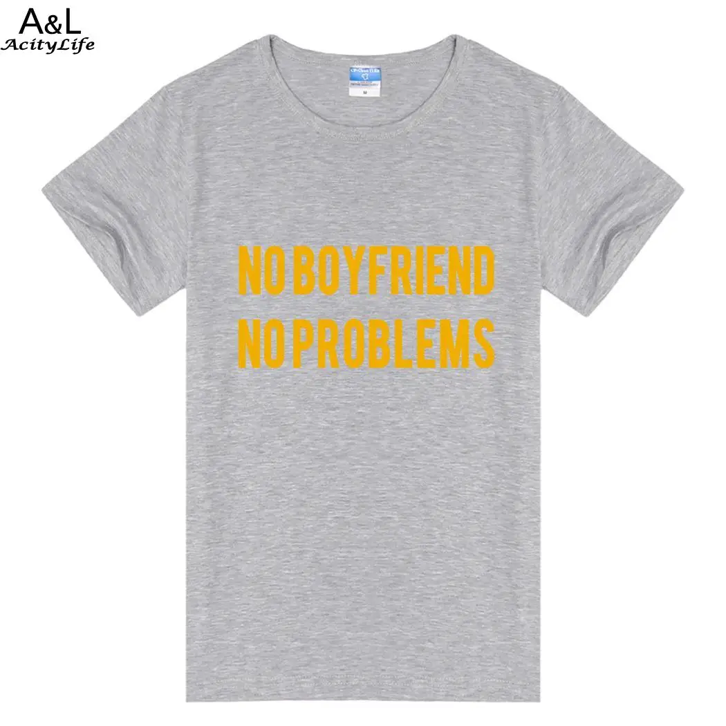 Короткие Повседневное с круглым вырезом Для женщин рукавами футболка no boyfriend не
