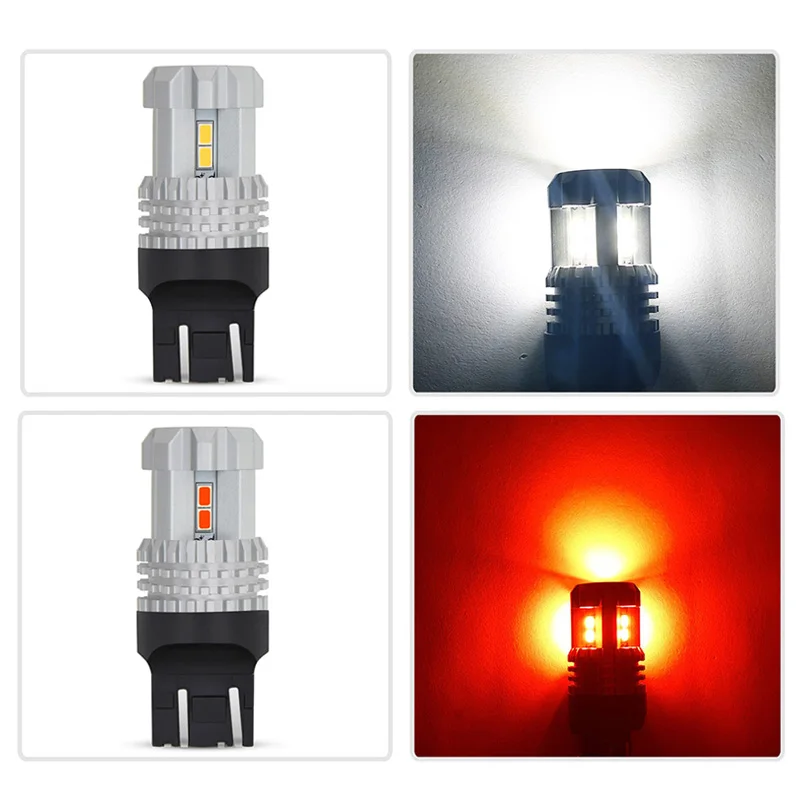 2 шт. T20 светодиодный 7440 7443 W21 5 Вт W21W WY21W лампа 3020 12SMD дневной ходовой светильник DRL тормозной задний фонарь Автомобильный задний фонарь белый красный