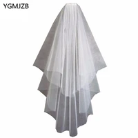 velos de novia 2018 white ivory wedding veil short two layer wedding accessories cut edge tulle bridal veils