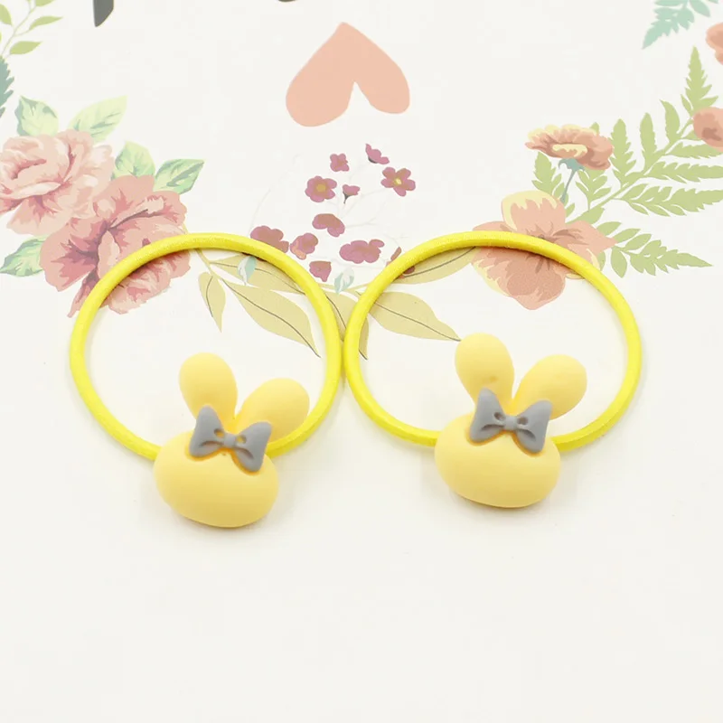 12PCS Yellow Rabbit 12 шт./лот 3 см Детские резинки для волос аксессуары для волос модные милые резинки для волос Веревка для девочек детские головные уборы - Цвет: 12PCS Yellow Rabbit