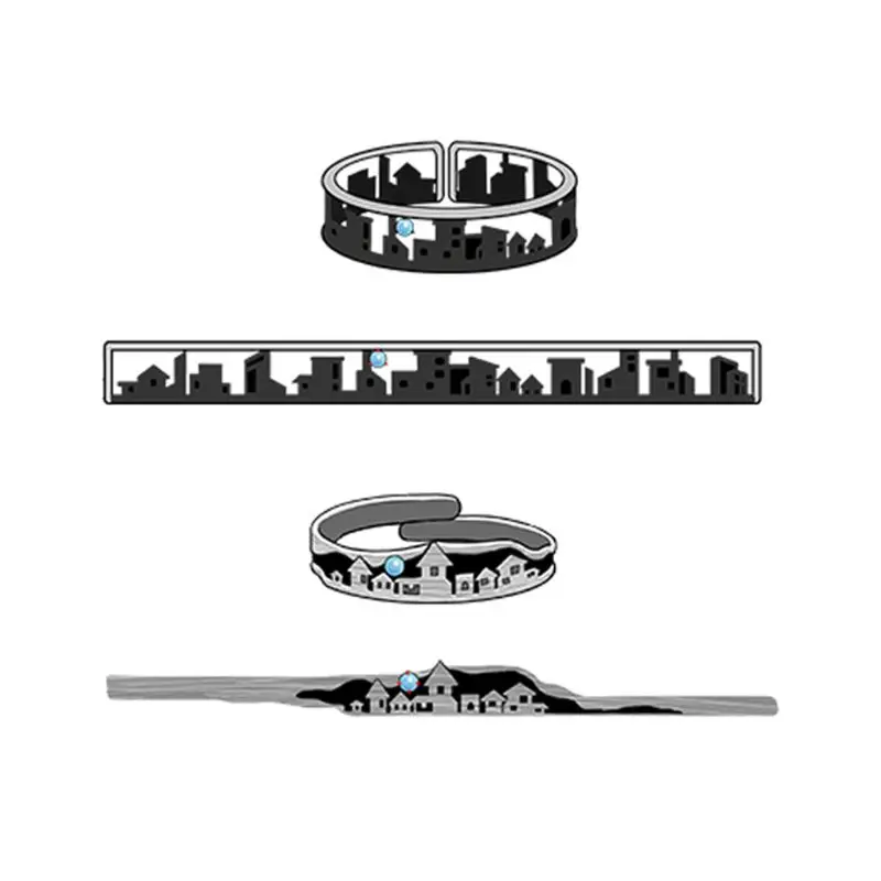 S925 античное серебро два любителей города на большие расстояния Открытый браслет