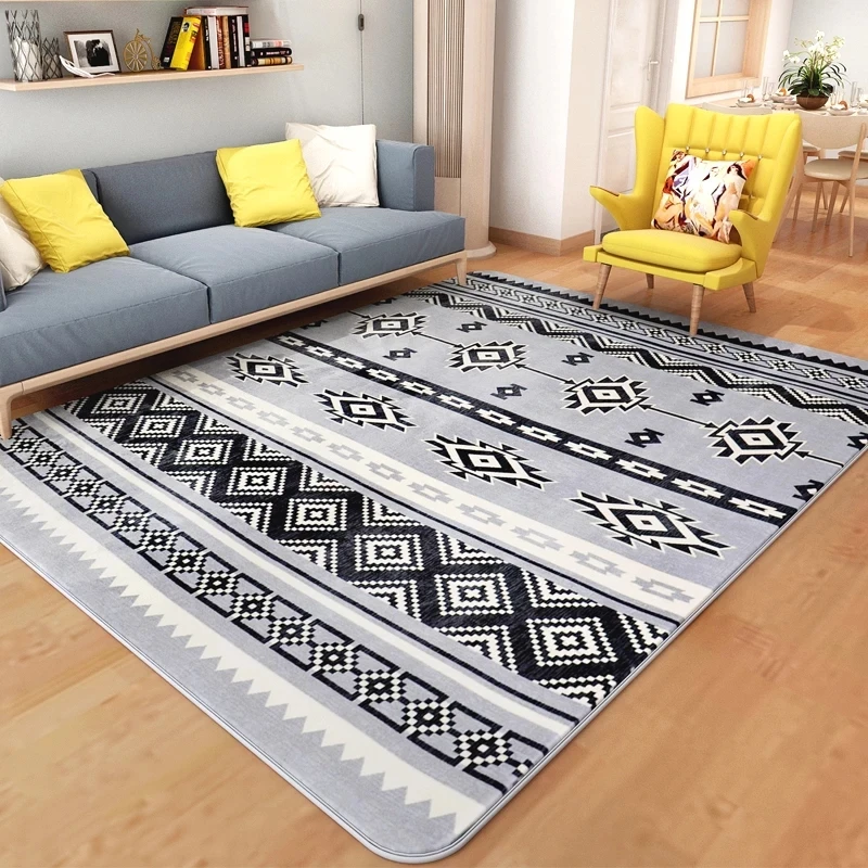 저렴한 간단한 스타일 스트라이프 침대 옆 카펫 200*240cm 거실 커피 테이블 카펫, 사각형 지상 매트, 장식 바닥 매트