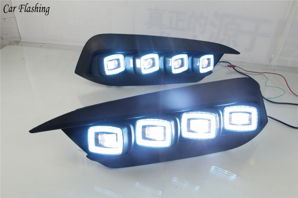 Автомобильный мигающий 1 комплект 12 В ABS светодиодный для Honda Civic DRL Дневной ходовой свет Дневной свет с желтой поворотной сигнальной лампой